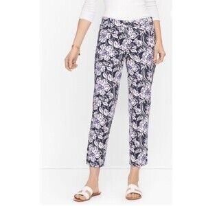 Talbots Perfect Crop Pant Navy Blue Floral Women’s Size 6P NWT